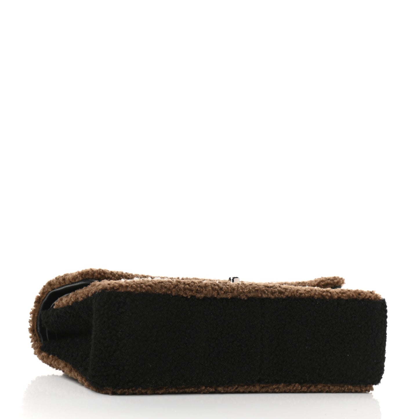 Lambskin Shearling Medium Double Flap Black Brown