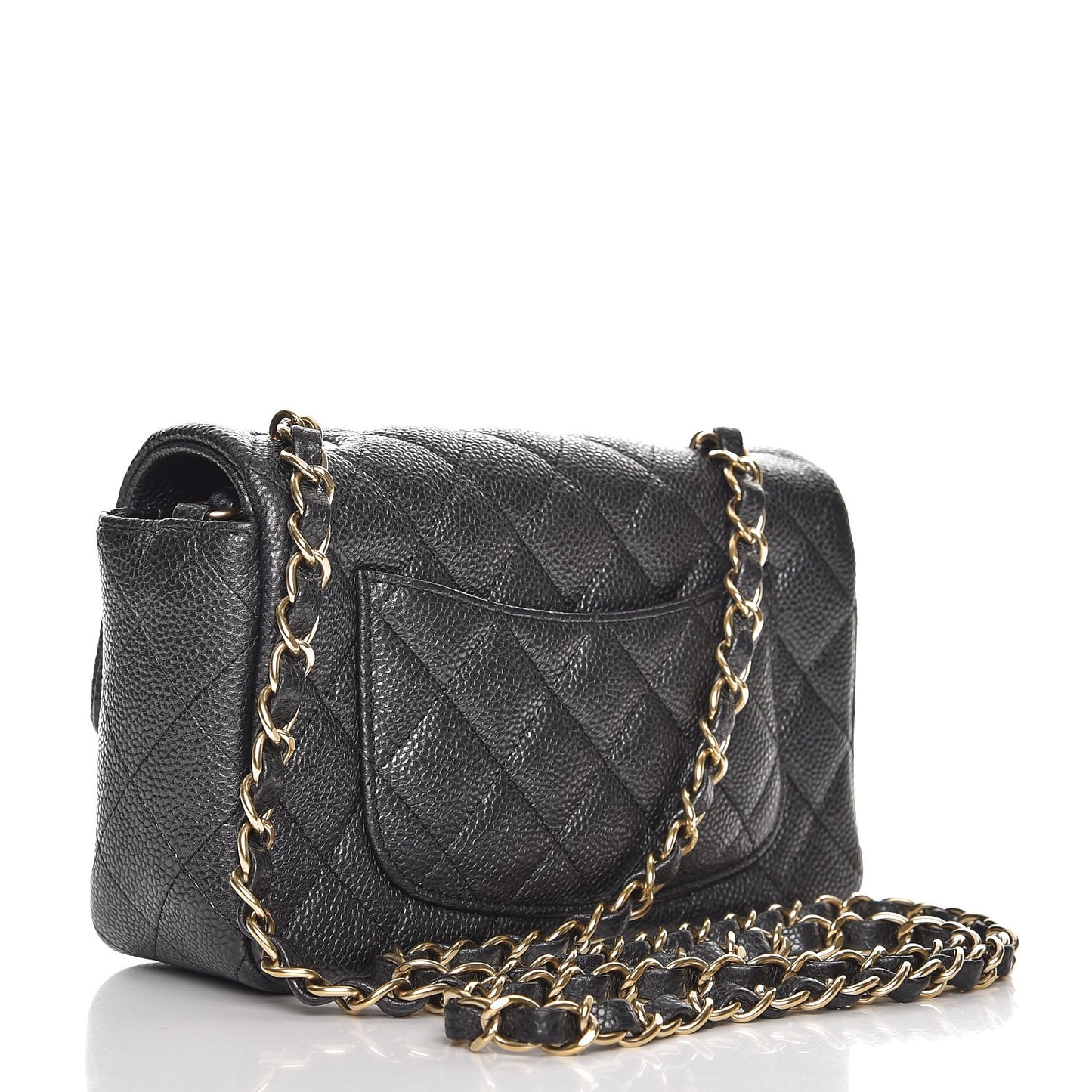 Caviar Quilted Mini Rectangular Flap Dark Charcoal