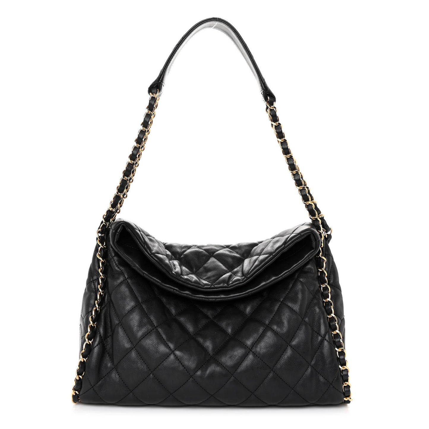 Calfskin Quilted Medium Chain Me Hobo Black