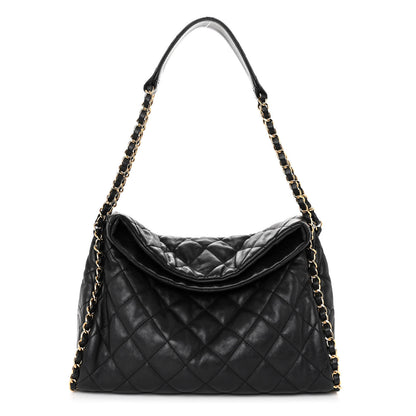 Chanel Calfskin Quilted Medium Chain Me Hobo Black 1 of 9