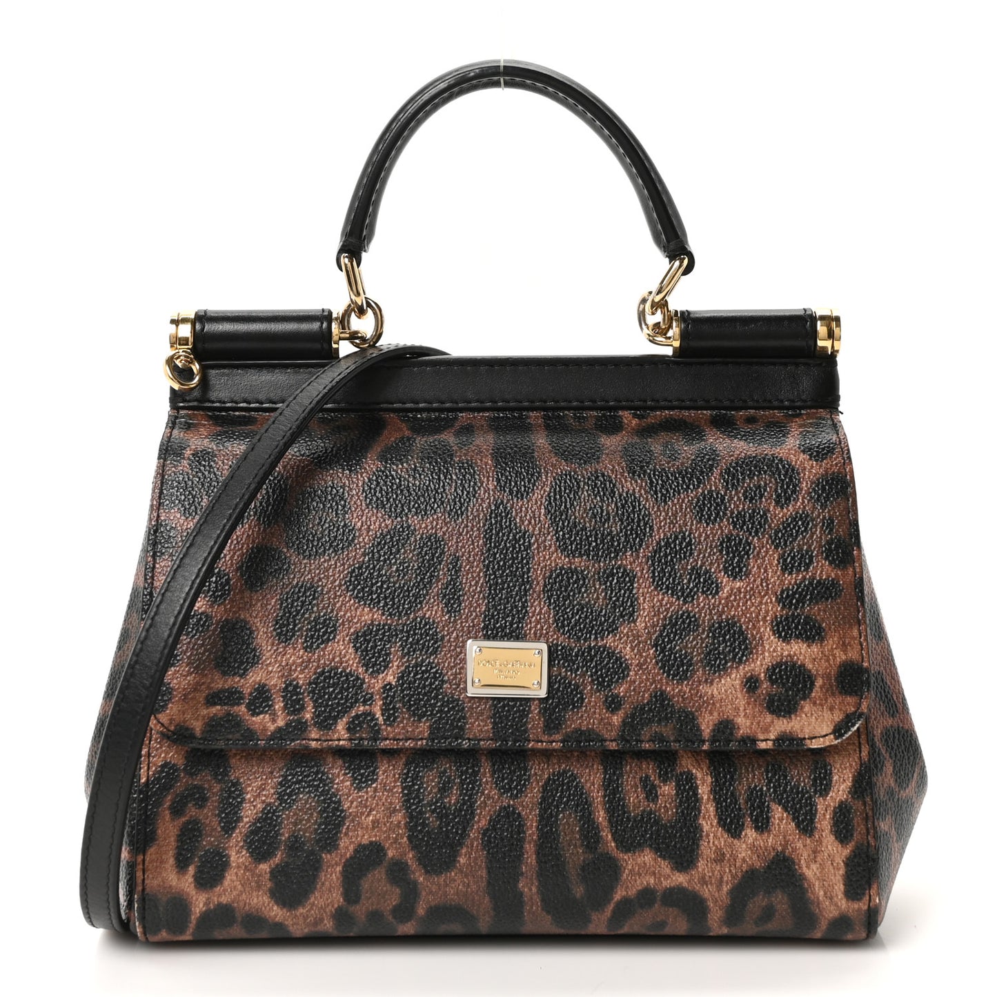 Dauphine Leopard Print Small Miss Sicily Satchel Black