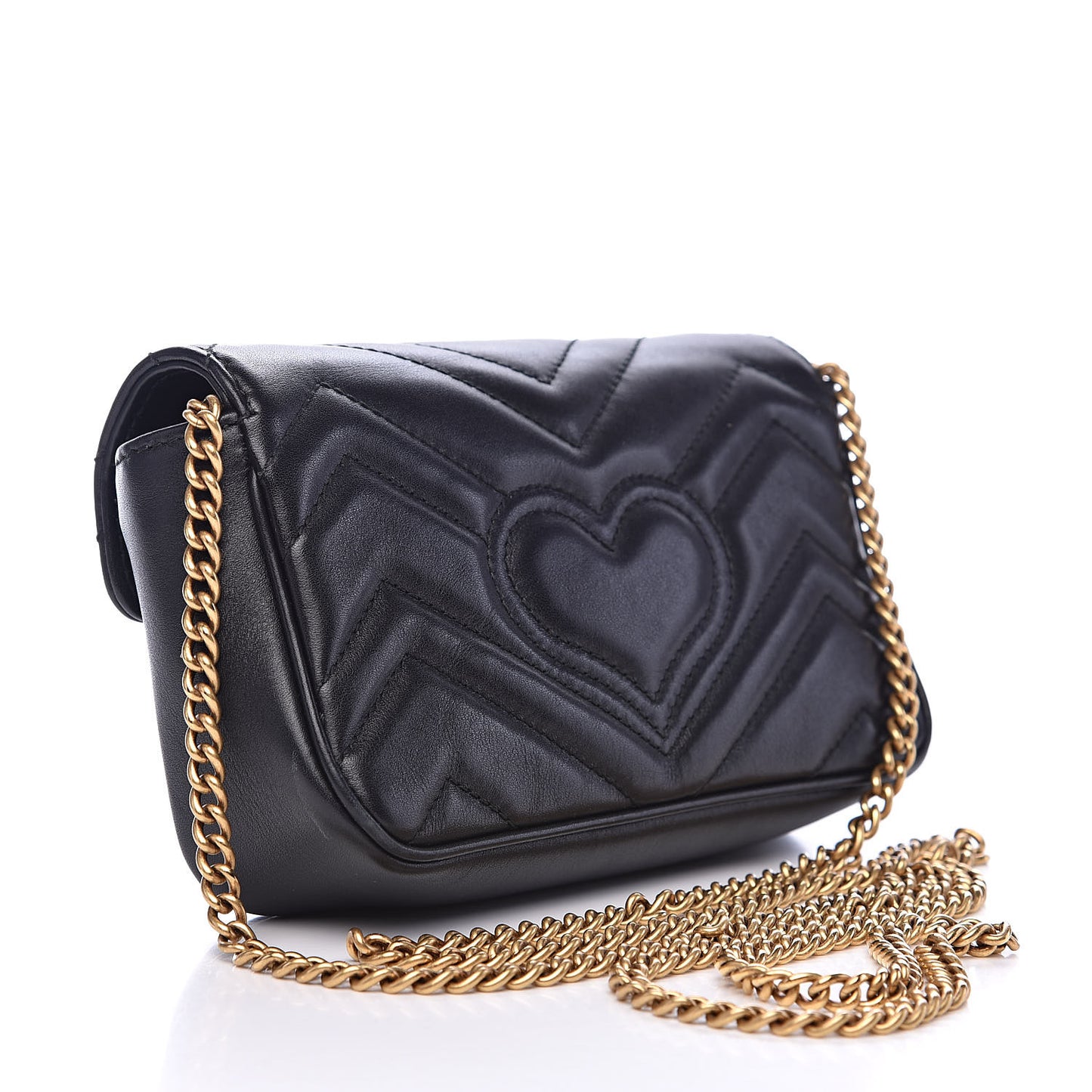 Calfskin Matelasse Super Mini GG Marmont Shoulder Bag Black