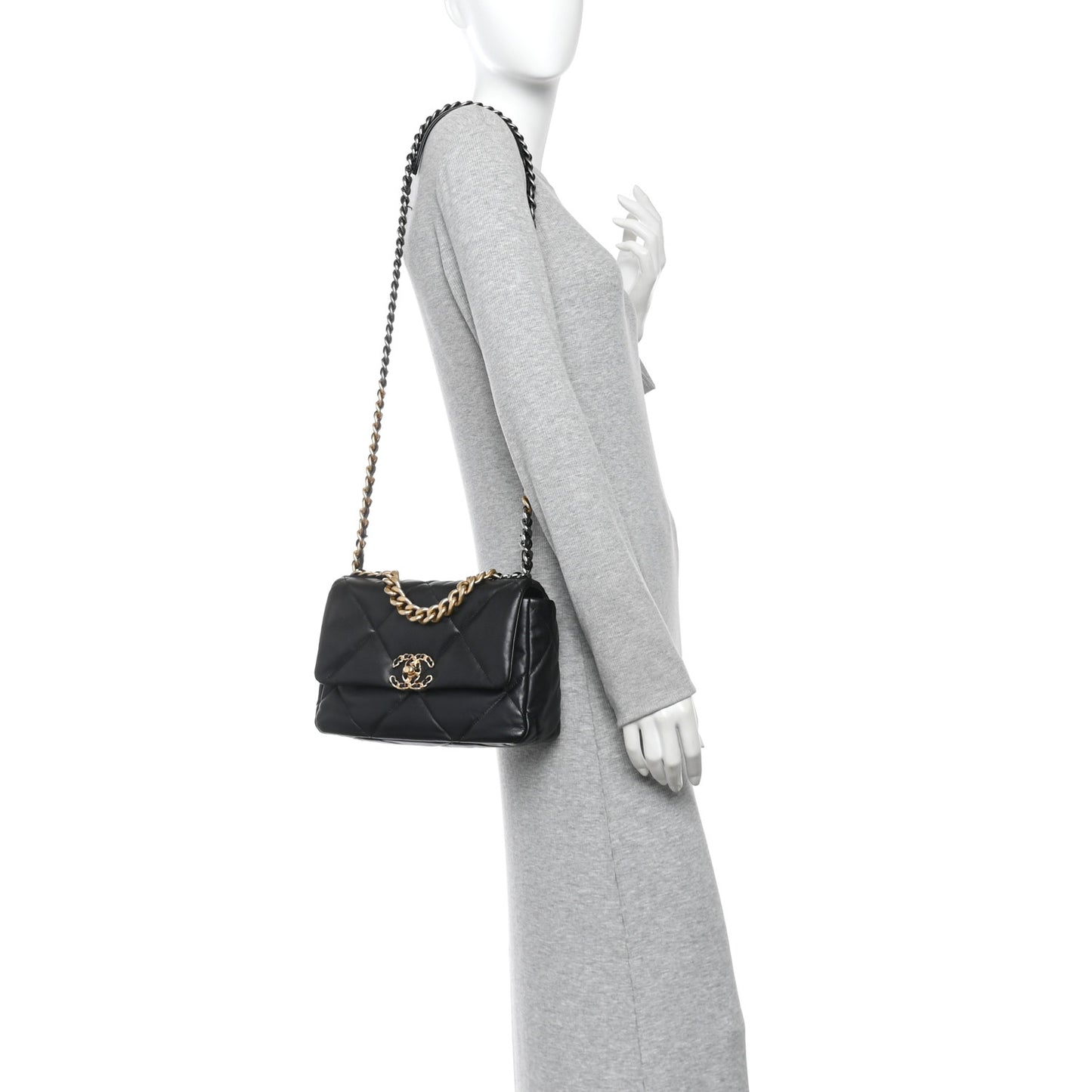 Goatskin Quilted Medium Chanel 19 Flap Black