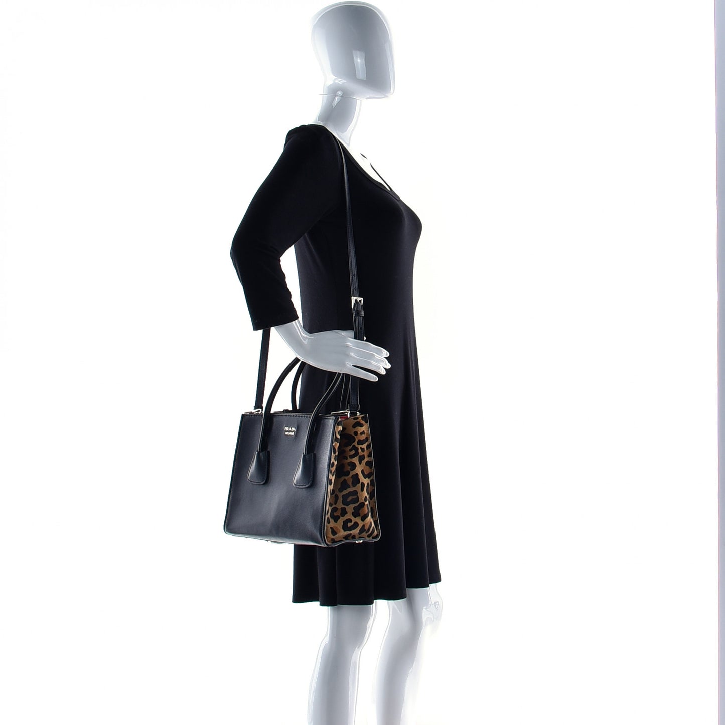 City Glace Cavallino Twin Pocket Tote Black Miele
