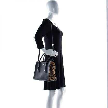 Prada City Glace Cavallino Twin Pocket Tote Black Miele 3 of 11