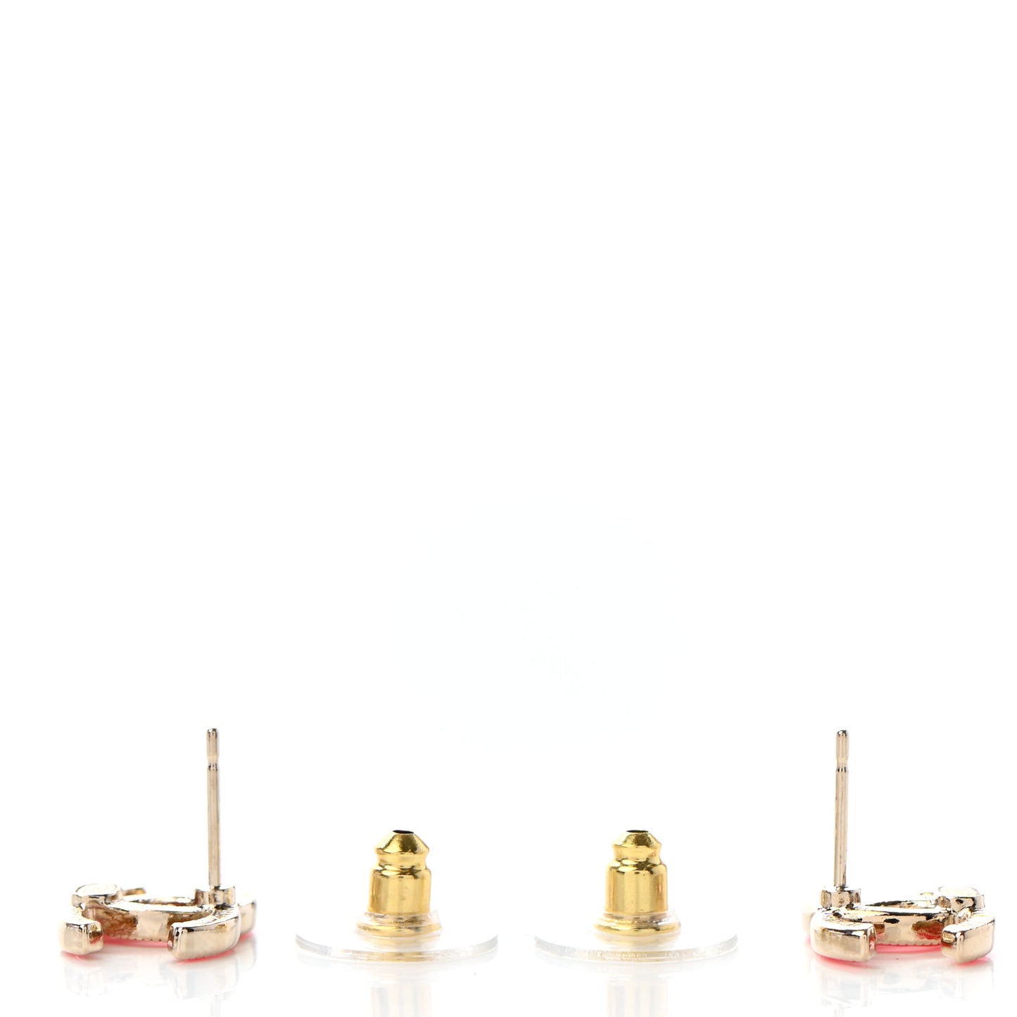 Enamel CC Earrings Pink Gold