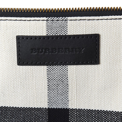 Burberry Grainy Calfskin House Check Canvas Small Heston Crossbody White Black 5 of 8