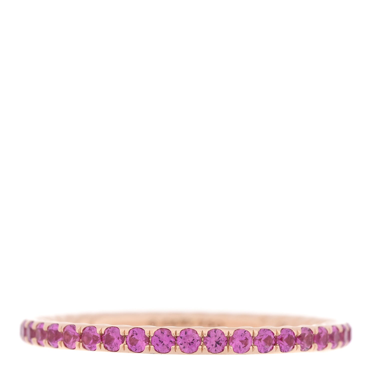 David Yurman 18K Rose Gold Pink Sapphire 2mm Pave Cable Collectibles Stack Ring 55 7.25 1 of 4