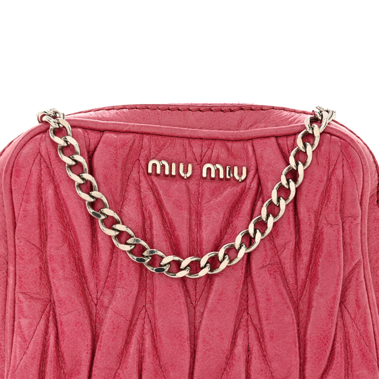 Miu Miu Vitello Lux Matelasse Double Zip Chain Mini Crossbody Bag Peonia 8 of 10
