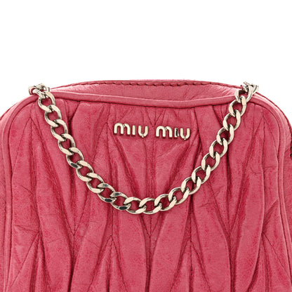 Miu Miu Vitello Lux Matelasse Double Zip Chain Mini Crossbody Bag Peonia 8 of 10