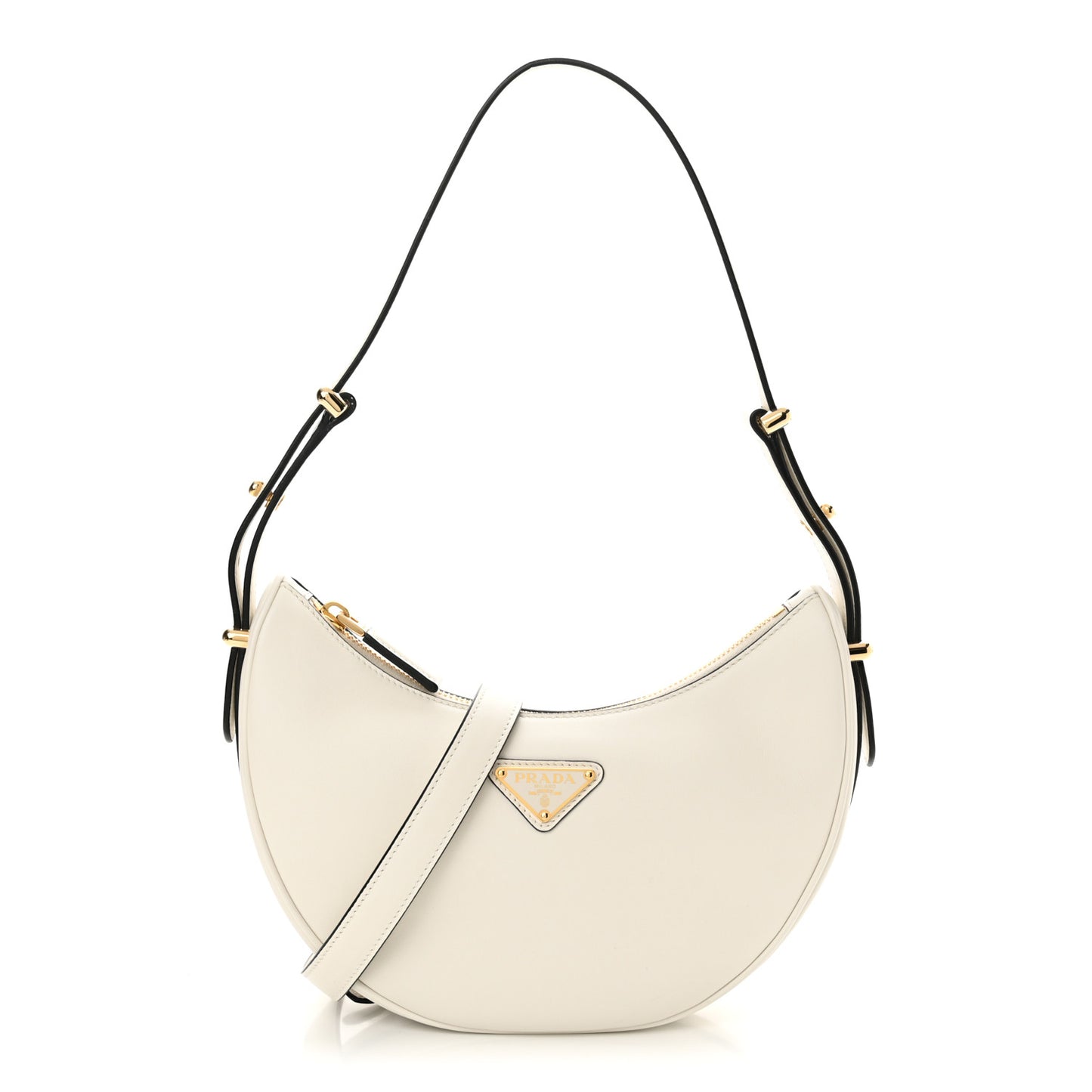 Soft Calfskin Arque Shoulder Bag White