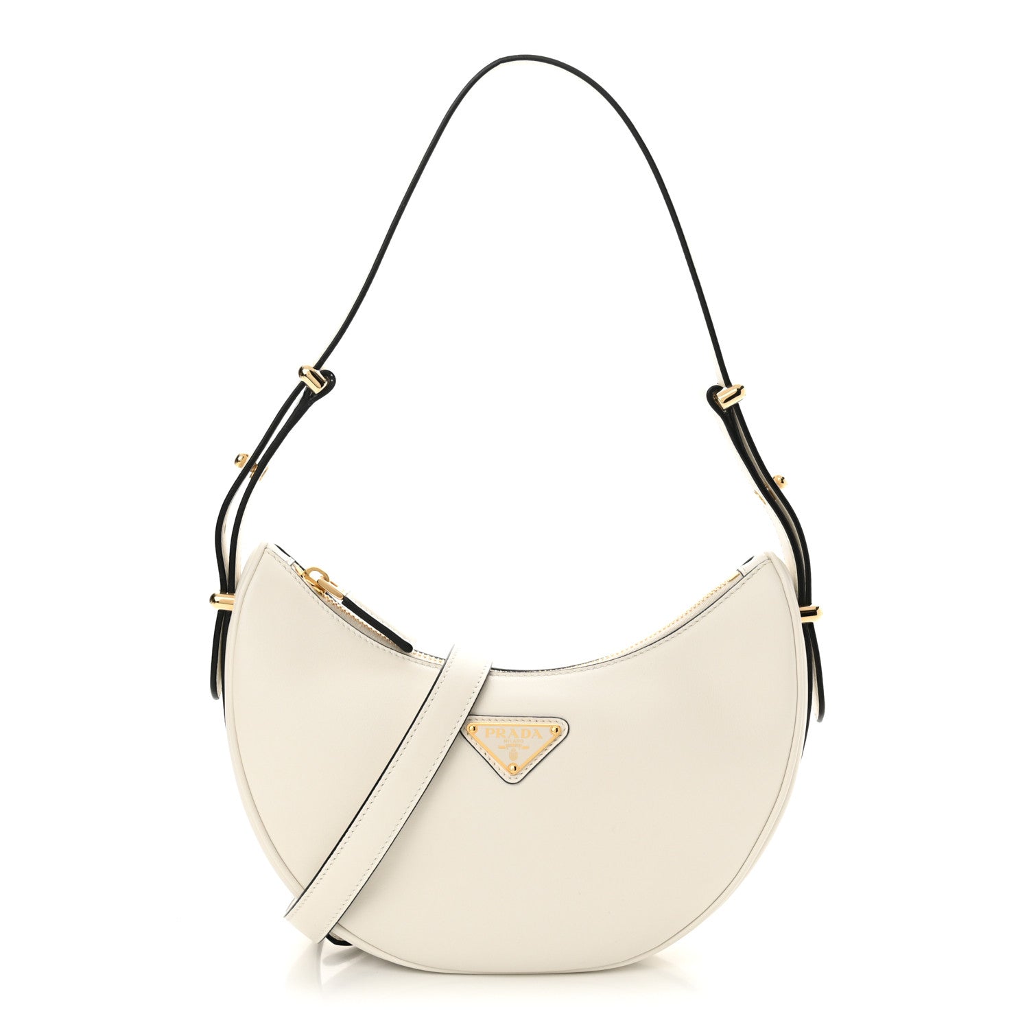 Prada Soft Calfskin Arque Shoulder Bag White 1 of 10