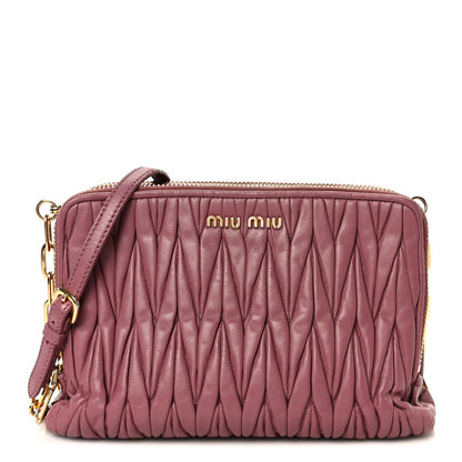 Miu Miu Vitello Lux Matelasse Double Zip Shoulder Bag Rosa 1 of 13