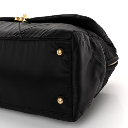 Chanel Satin Quilted Large Bowling Bag Flap Black 10 of 10