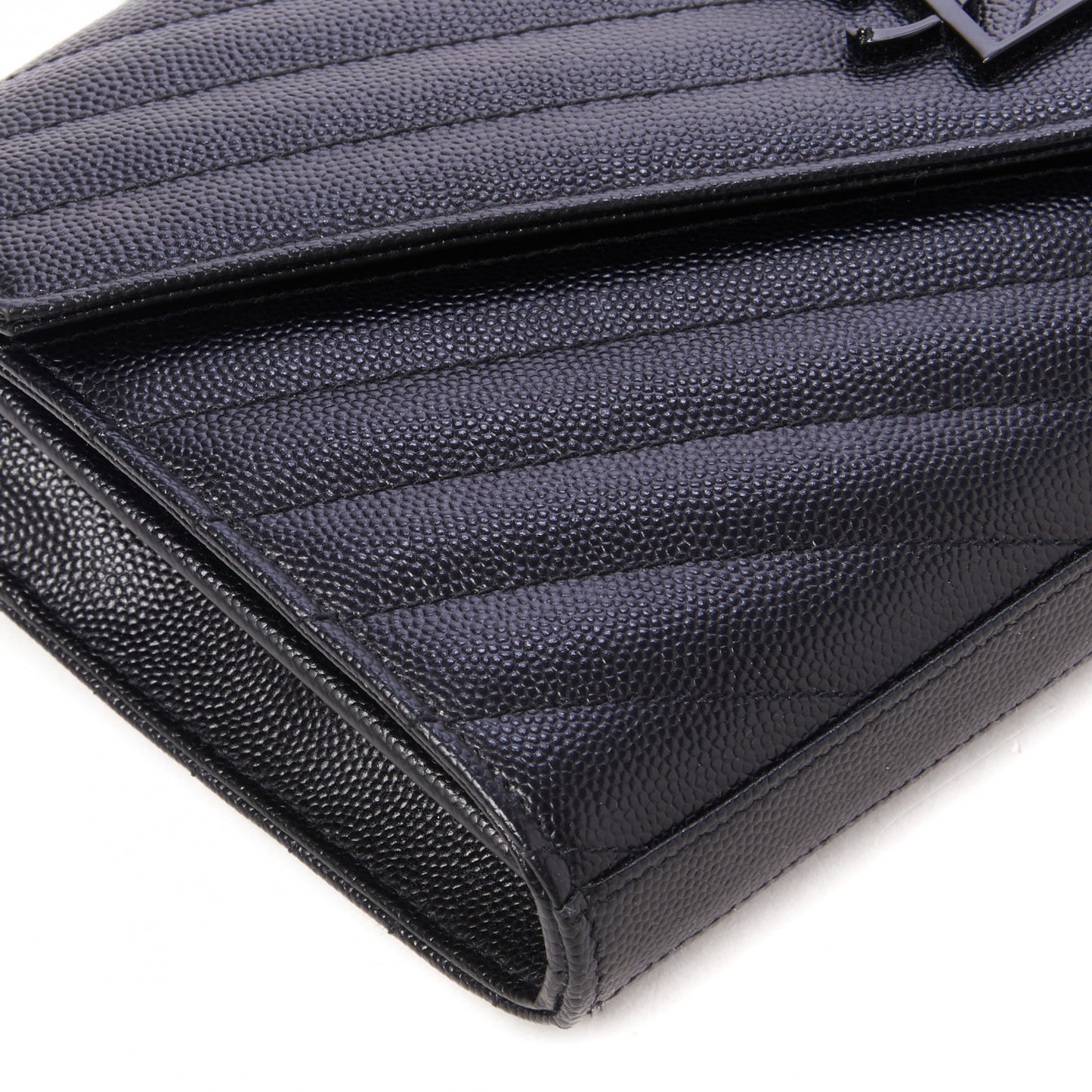Grain De Poudre Matelasse Chevron Monogram Chain Wallet Black