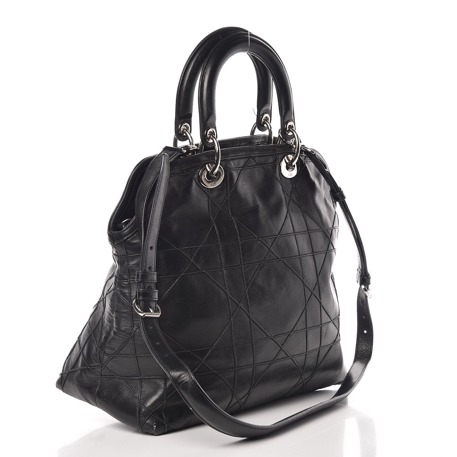 Christian Dior Lambskin Cannage Medium Granville Tote Black 3 of 16