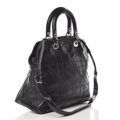 Christian Dior Lambskin Cannage Medium Granville Tote Black 3 of 16