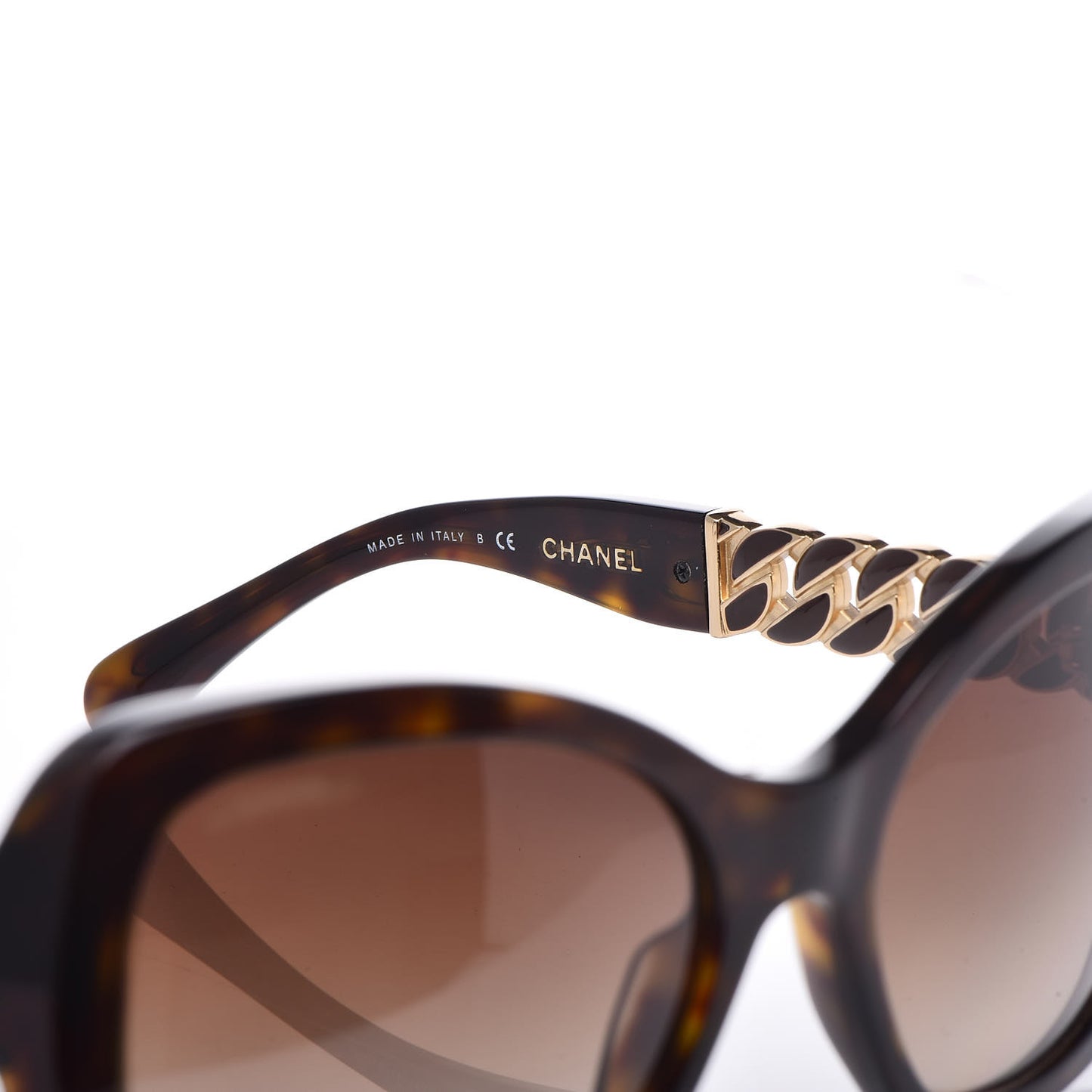 Acetate Metal Chain Square Sunglasses 5305 Brown