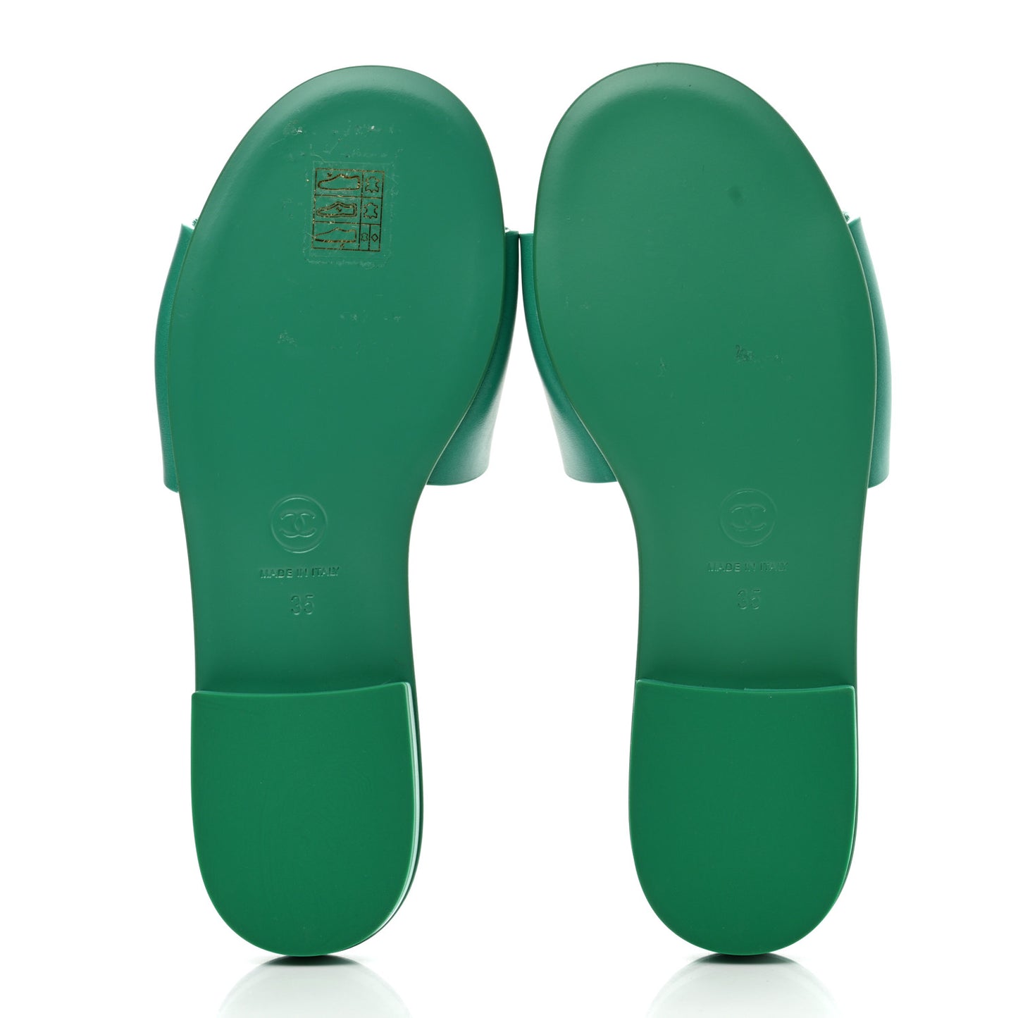 Calfskin Patent Calfskin Logo Mules 35 Green White