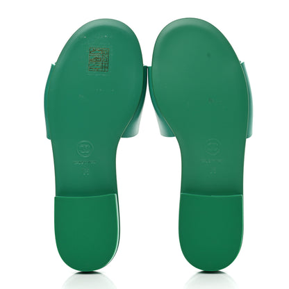 Chanel Calfskin Patent Calfskin Logo Mules 35 Green White 5 of 8