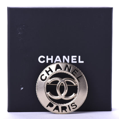 Chanel Metal CC Paris Brooch Light Gold 5 of 5