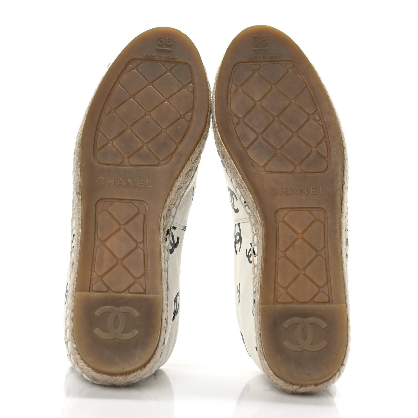 Lambskin Printed CC Espadrilles 38 White Black