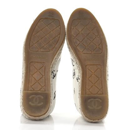 Chanel Lambskin Printed CC Espadrilles 38 White Black 5 of 8