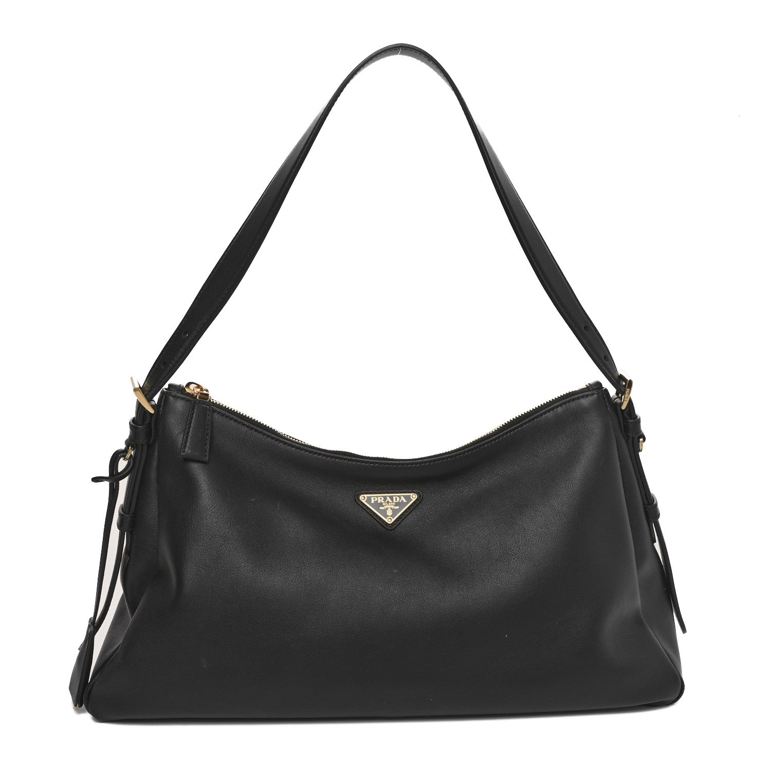 Prada Soft Calfskin Aimee Shoulder Bag Black 1 of 8