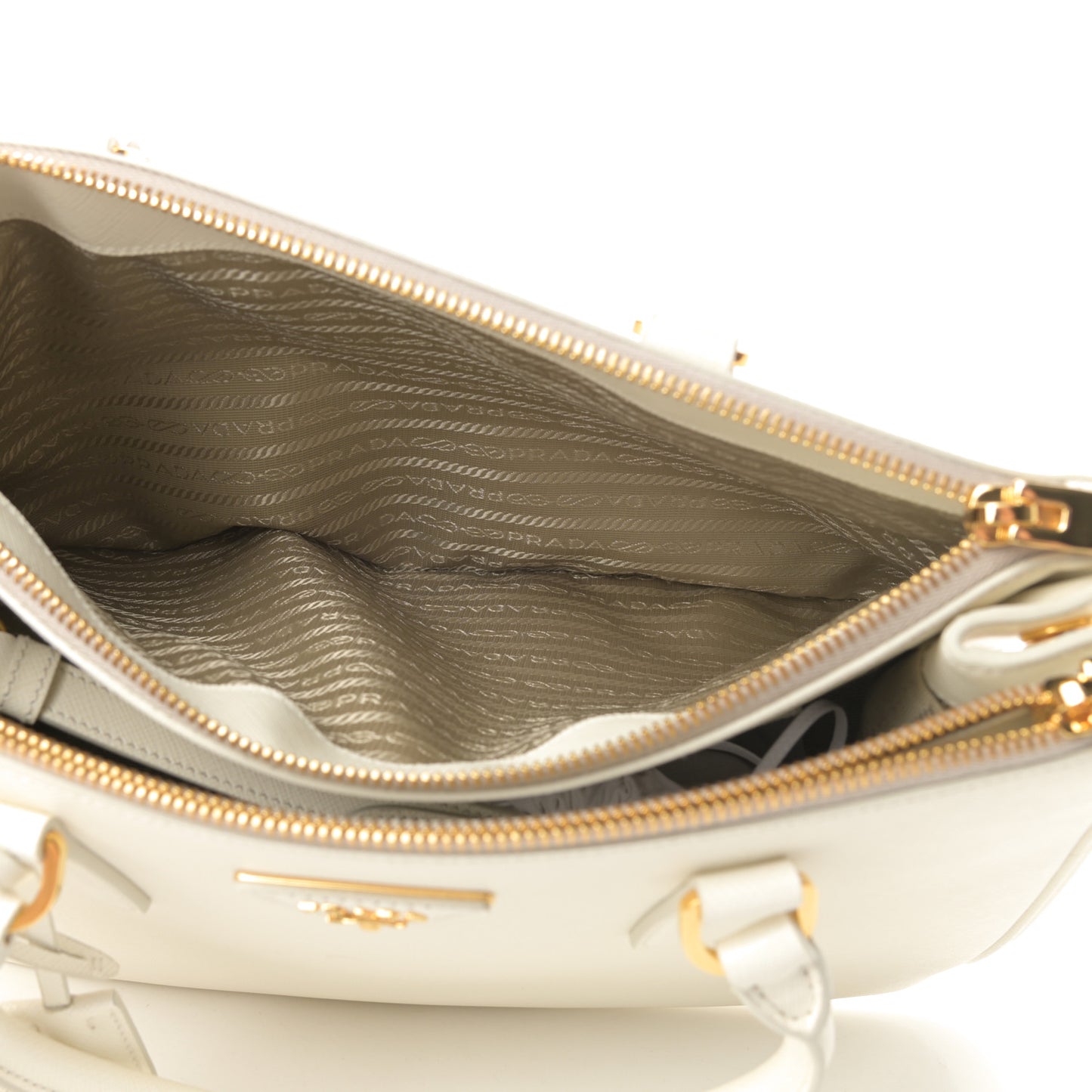 Saffiano Lux Large Galleria Double Zip Tote White