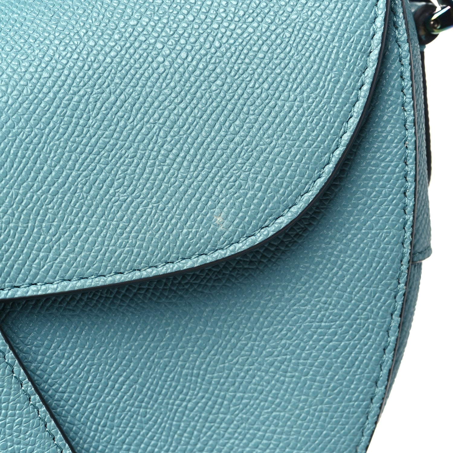Christian Dior Grained Calfskin Saddle Bag Azure Blue 10 of 11