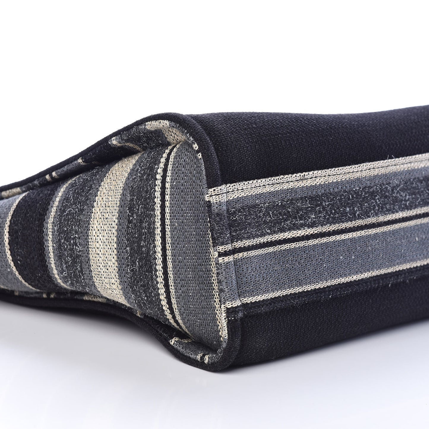 Striped Canvas Small Deauville Tote Grey Black