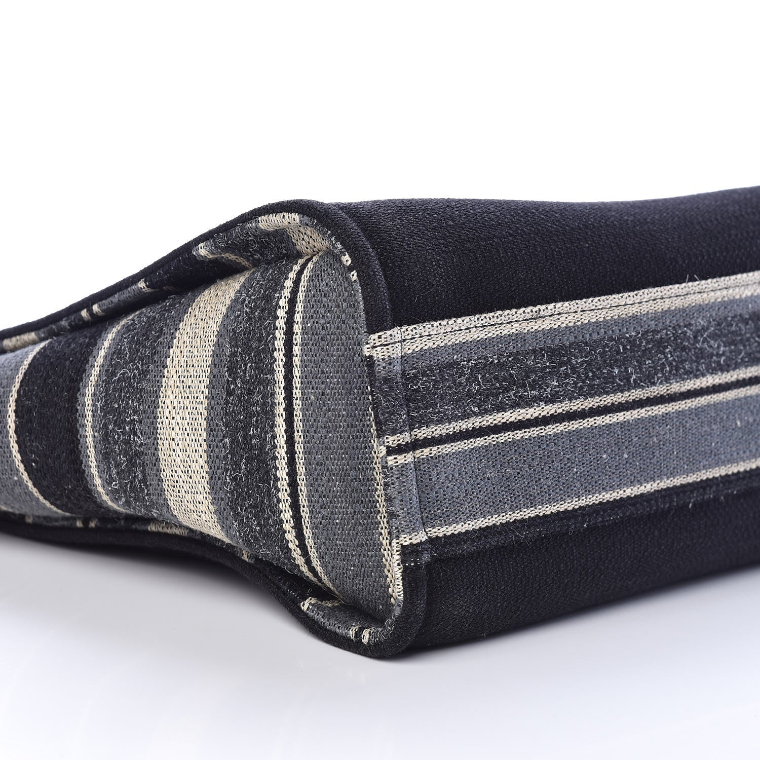 Chanel Striped Canvas Small Deauville Tote Grey Black 8 of 11