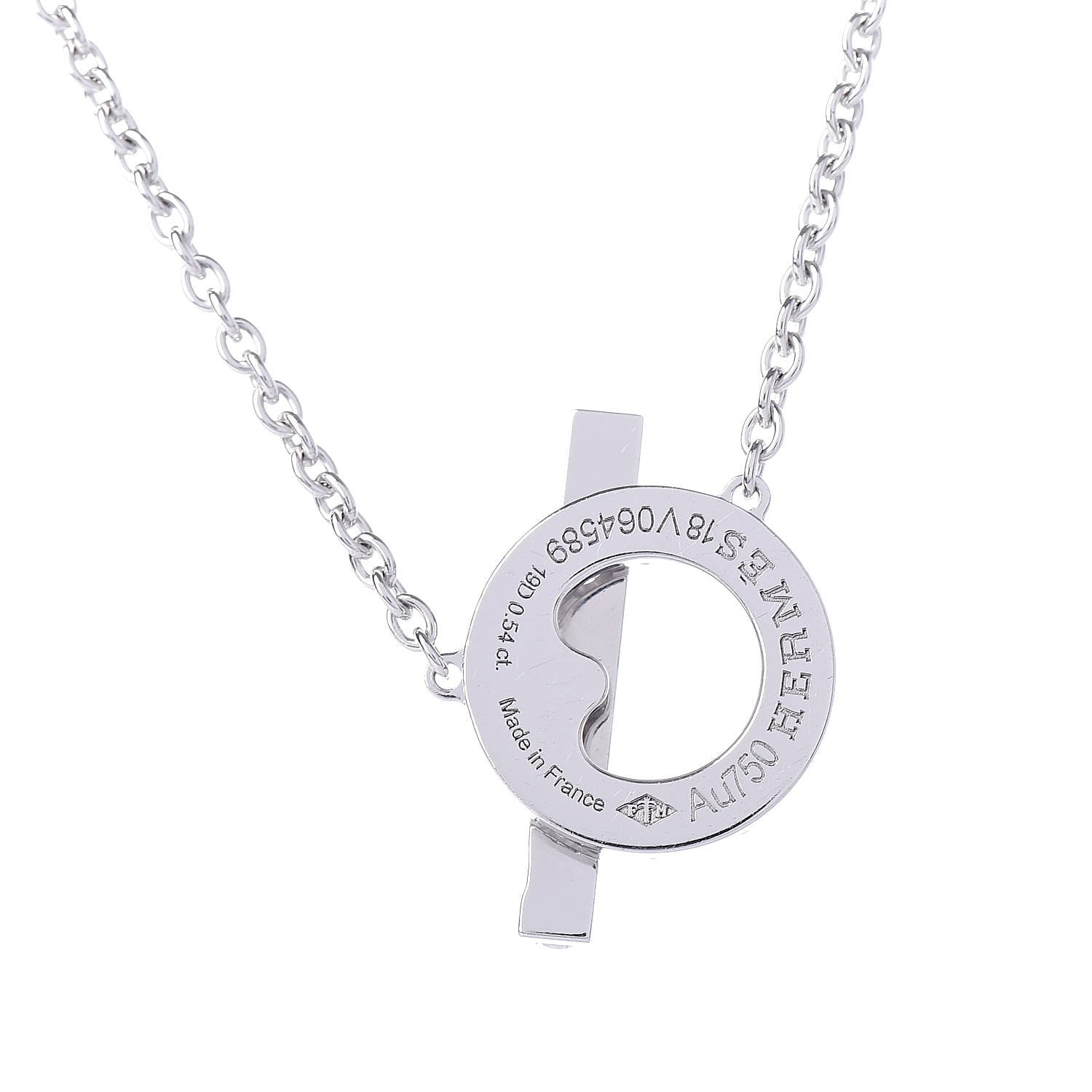 Hermes 18K White Gold Diamond Finesse Pendant Necklace 5 of 6