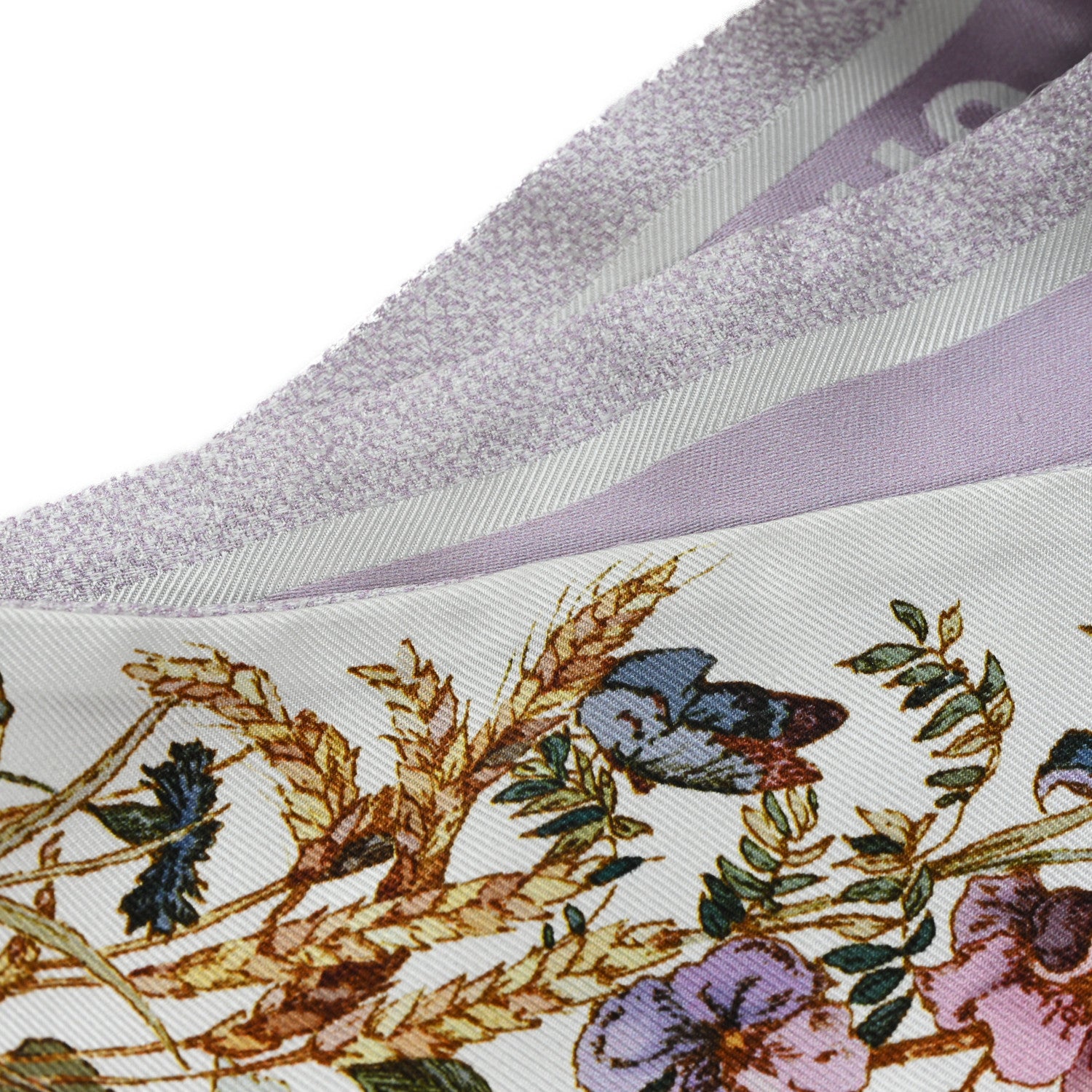 Christian Dior Silk Floral Mitzah Scarf Light Purple Multicolor