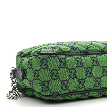Gucci Monogram Multicolor Matelasse Diagonal Small GG Marmont Chain Shoulder Bag Green Blue 10 of 11