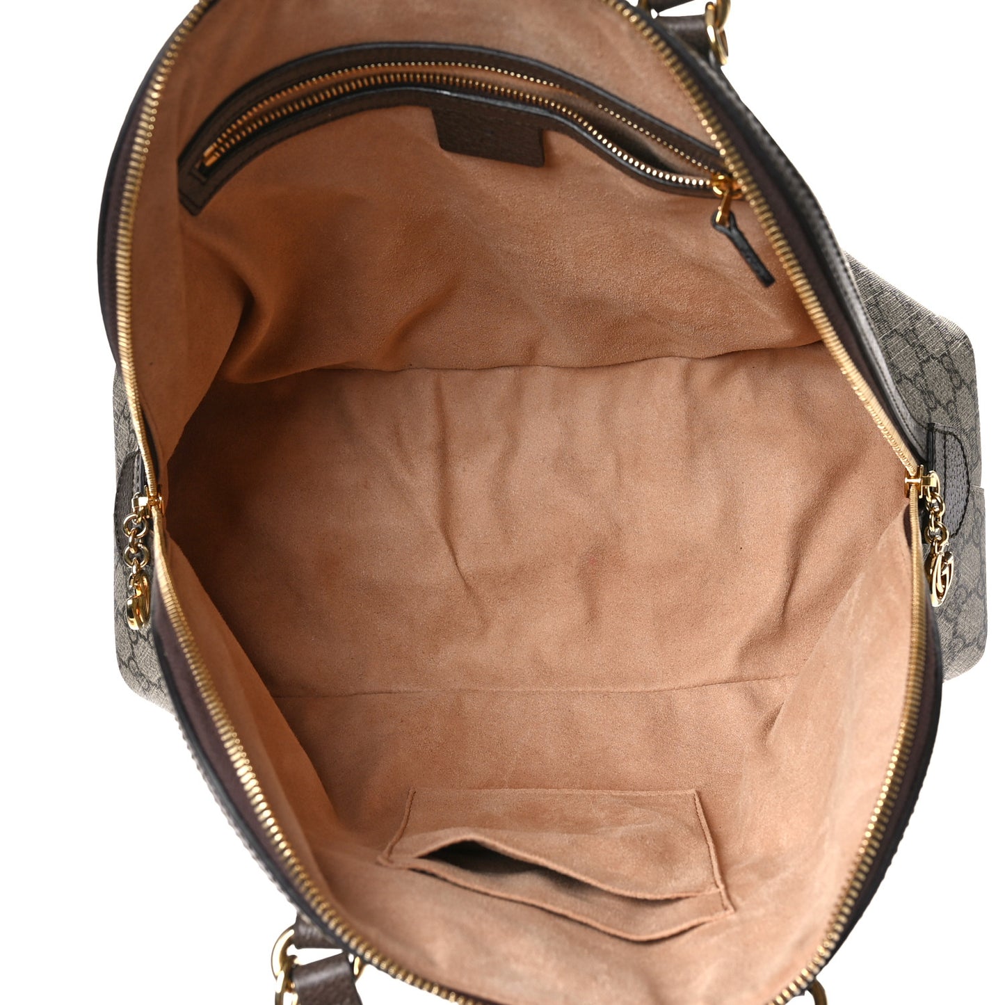 GG Supreme Monogram Web Medium Ophidia Top Handle Dome Bag Brown