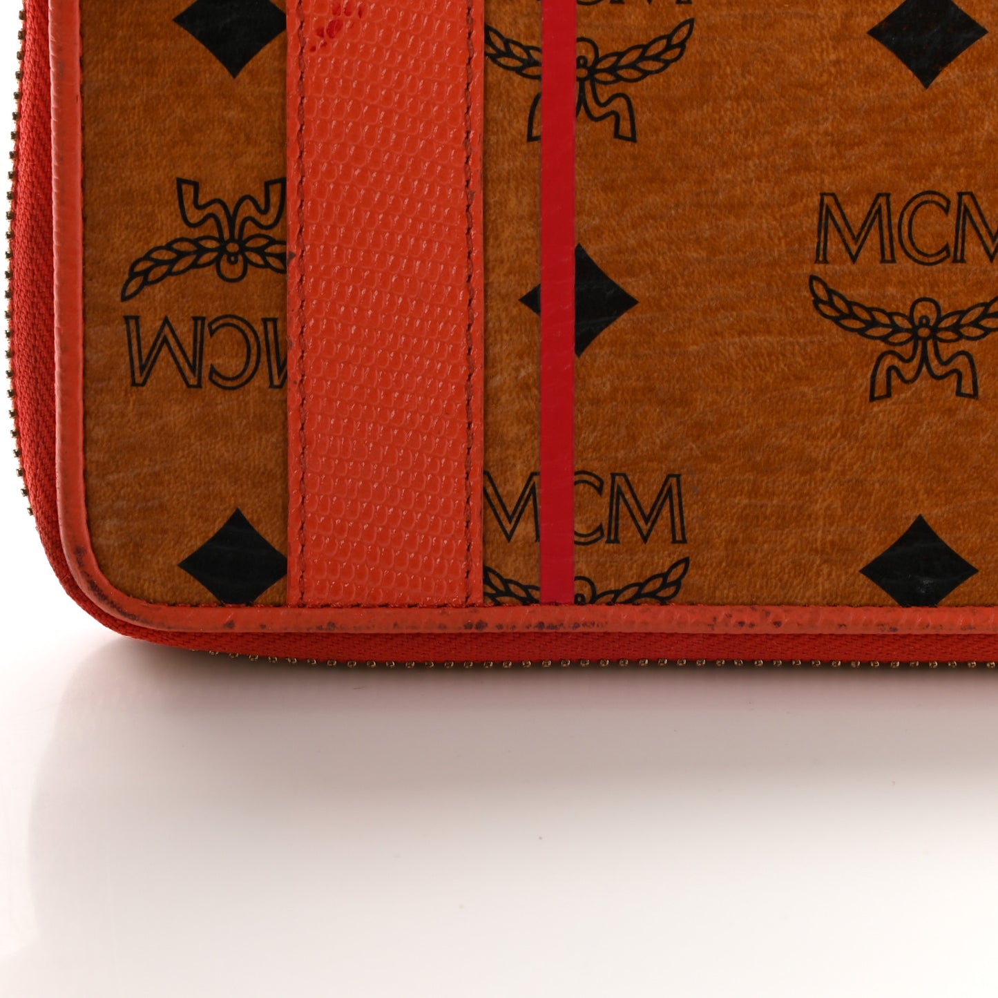 Visetos Striped Zip Around Wallet Cognac