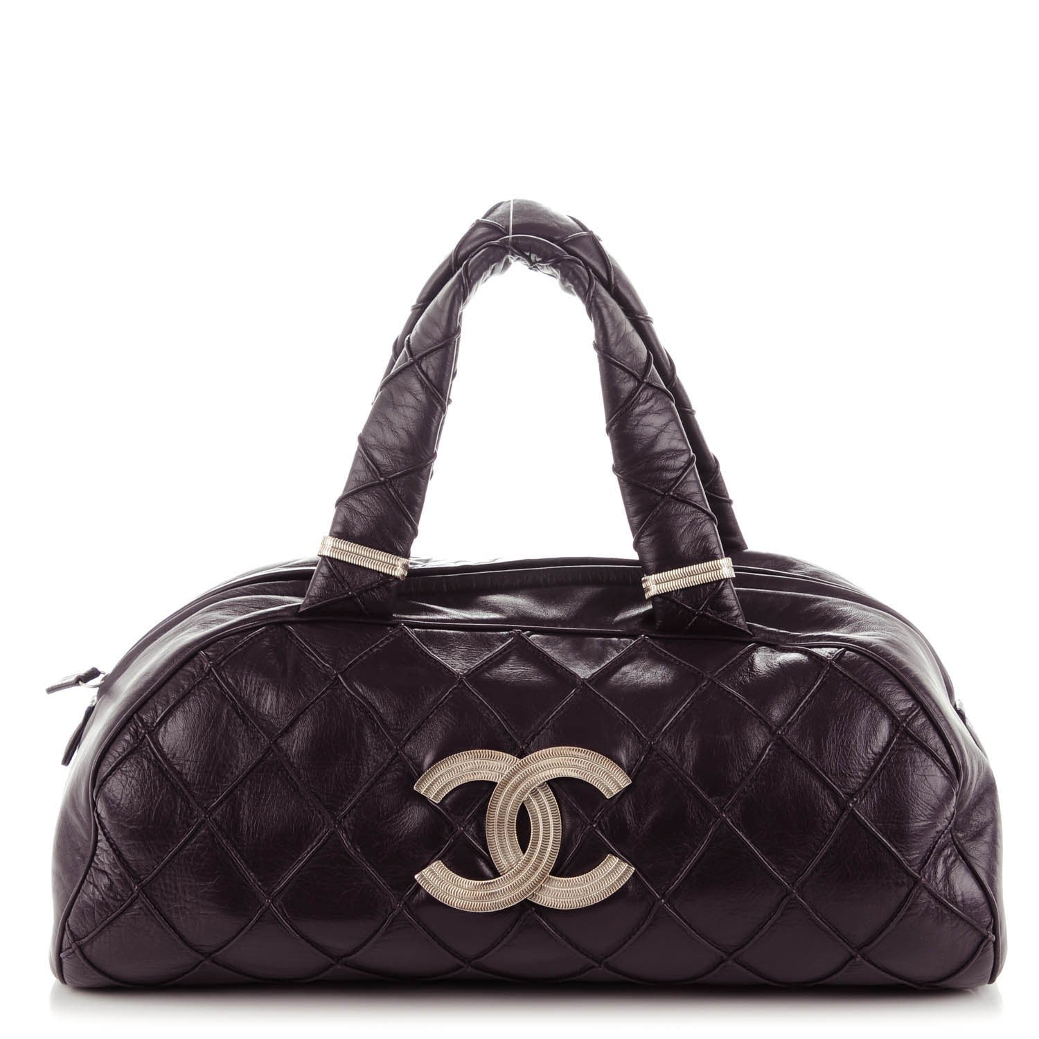 Chanel Lambskin Quilted Large Bowler Purple 1 of 7