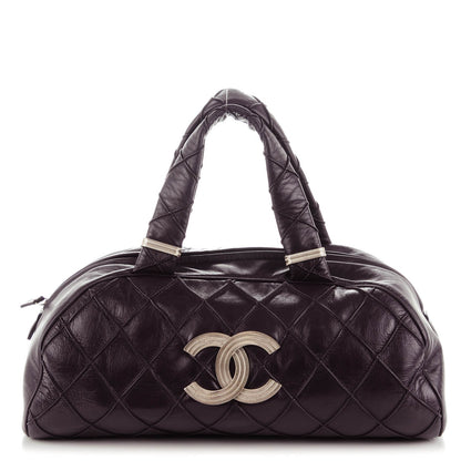 Chanel Lambskin Quilted Large Bowler Purple 1 of 7