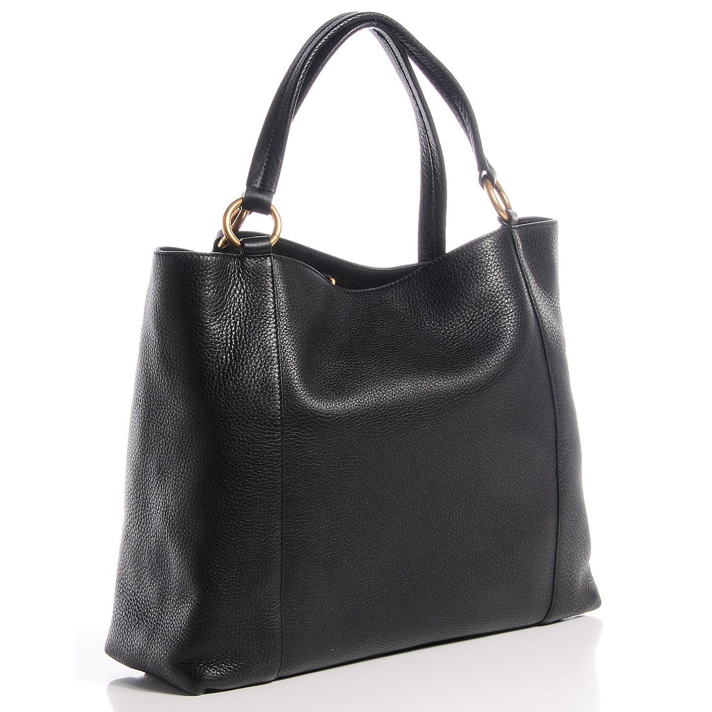 Pebbled Calfskin Twill Medium Tote Black