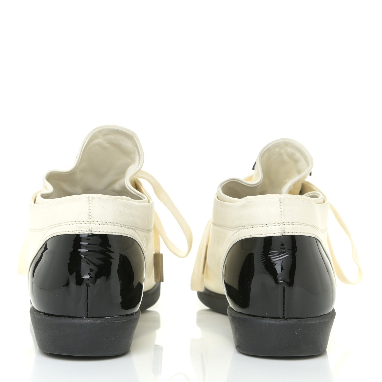 Chanel Lambskin Patent Cap Toe CC Sneakers 39 White Black 4 of 19