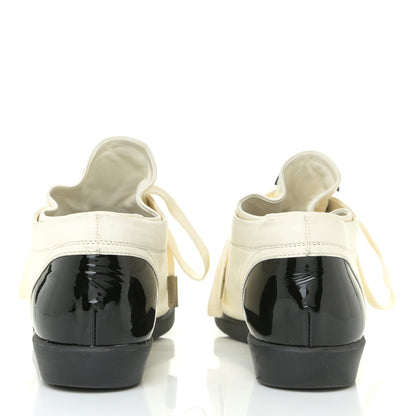 Chanel Lambskin Patent Cap Toe CC Sneakers 39 White Black 4 of 19