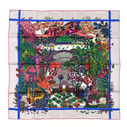 Hermes Silk Jardins D'hiver Scarf 90 Gris Vert Rose 1 of 3