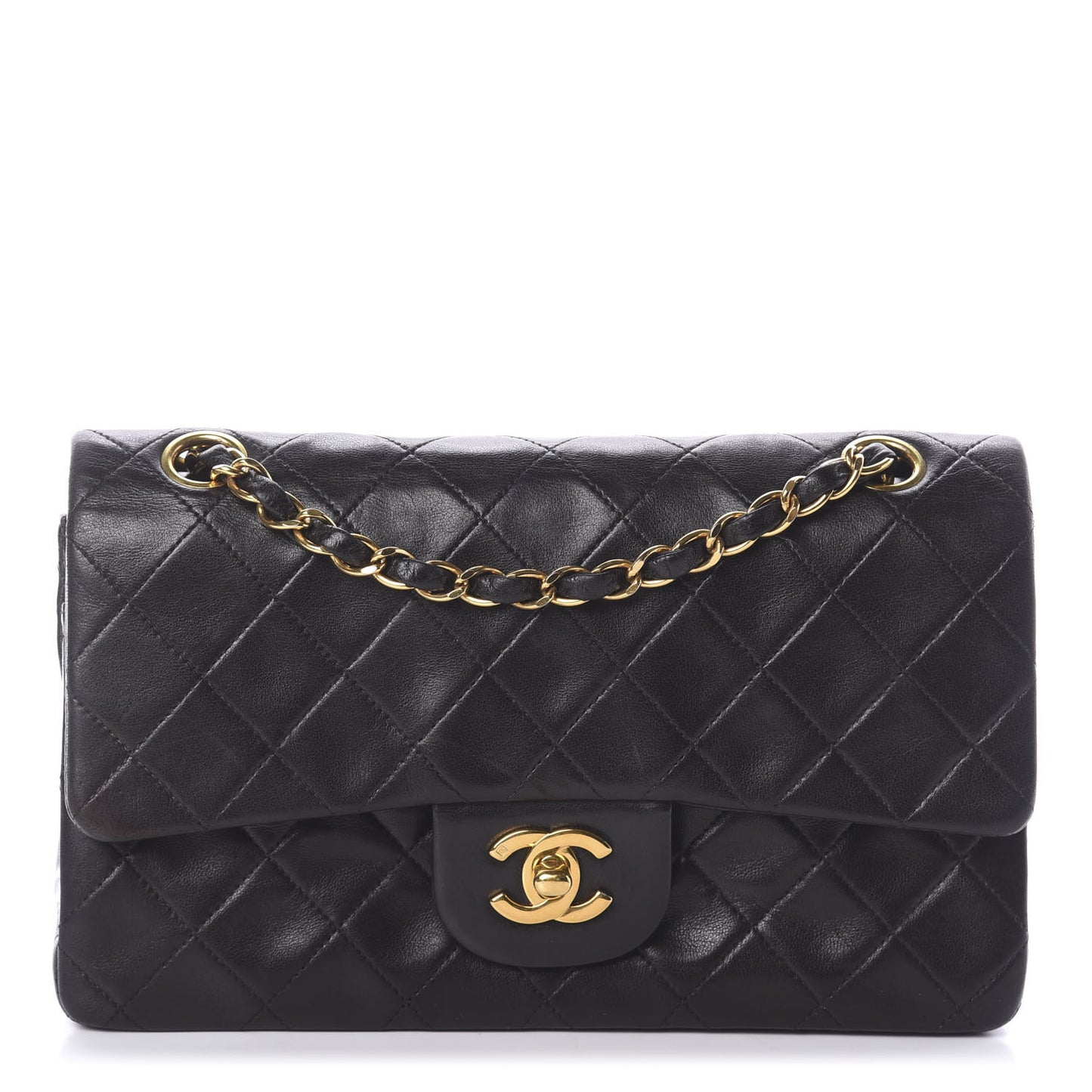 Lambskin Quilted Small Double Flap Black