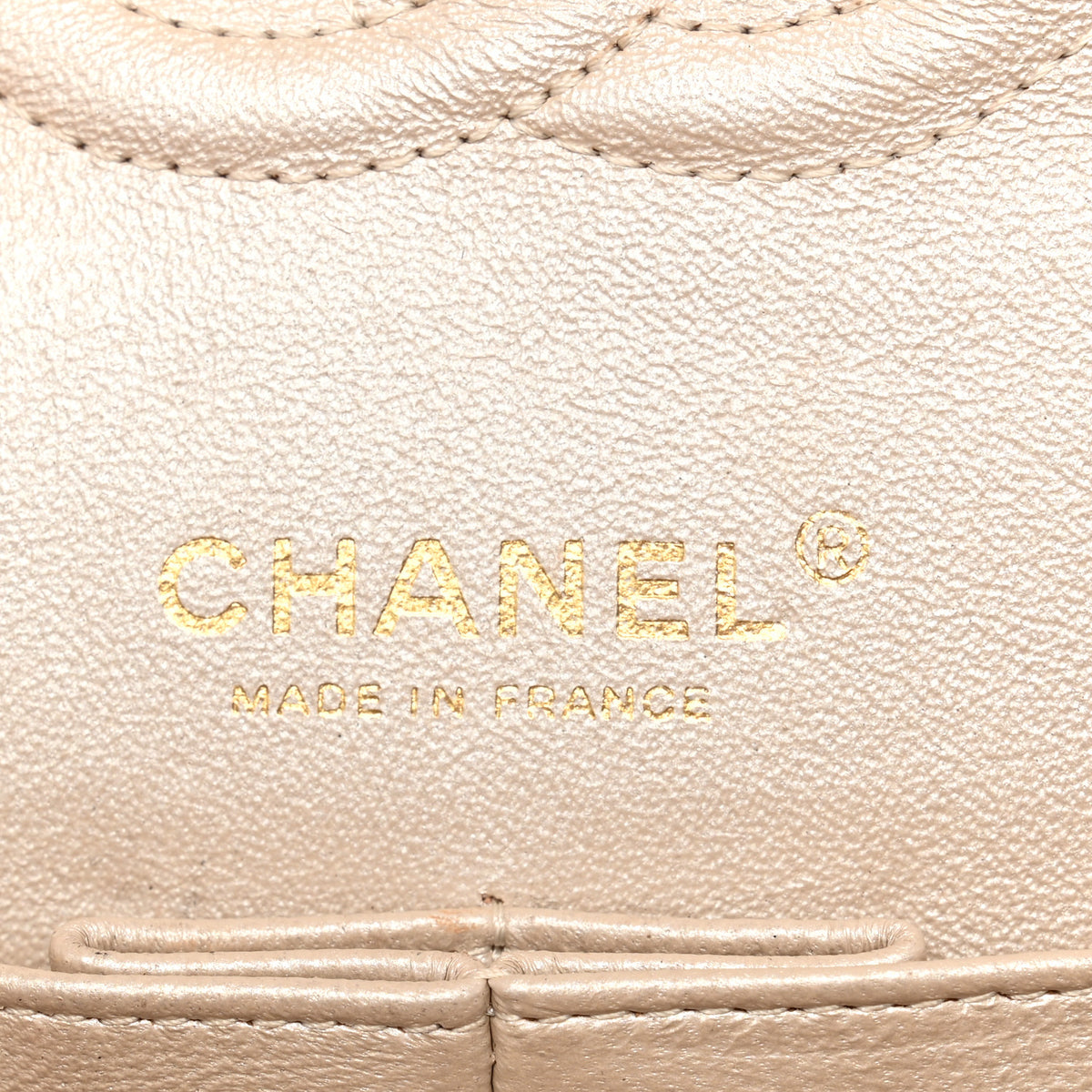 Pearly Caviar Quilted Medium Double Flap Light Beige