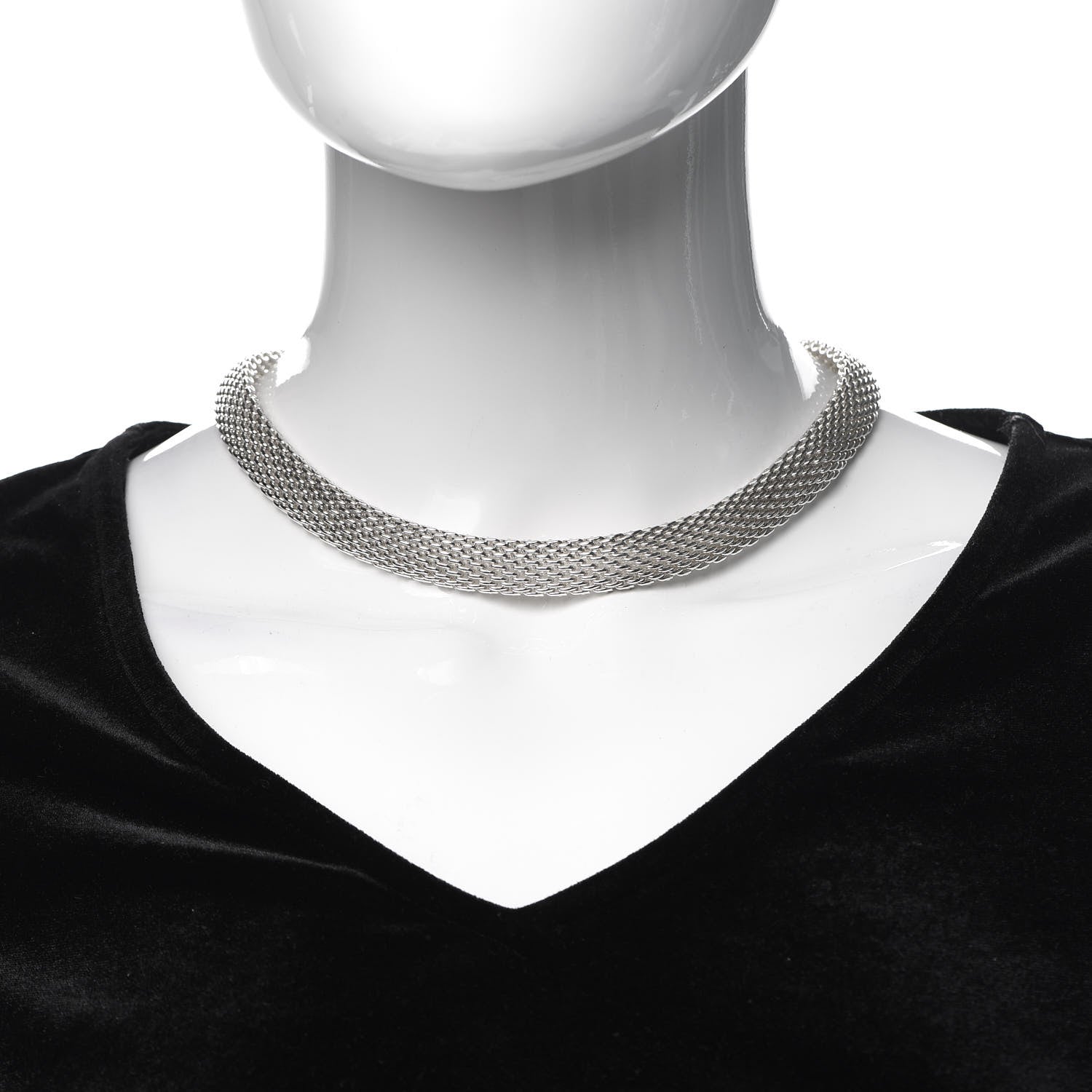 Tiffany Sterling Silver Somerset Mesh Necklace 2 of 5