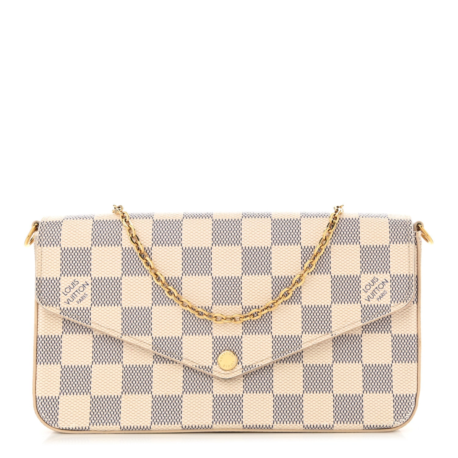 Louis Vuitton Damier Azur Pochette Felicie Chain Wallet Rose Ballerine 1 of 11