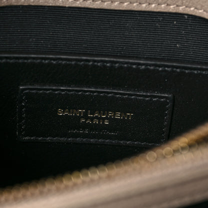 Saint Laurent Sheepskin Matelasse Chevron Monogram Medium College Bag Dark Beige 6 of 7