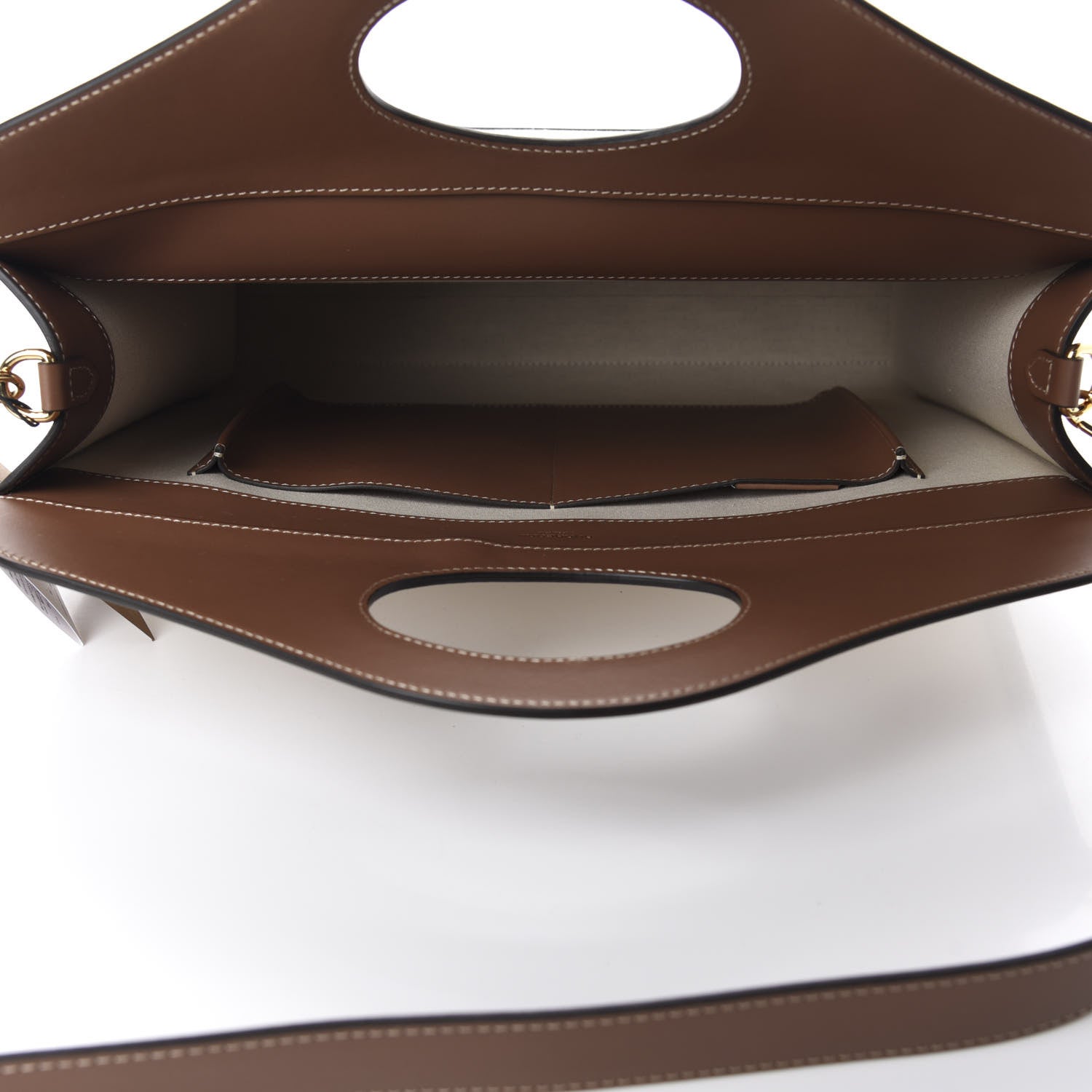 Burberry Canvas Smooth Calfskin Two Tone Medium Pocket Bag Natural Malt Brown 5 of 10