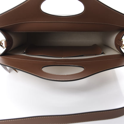 Burberry Canvas Smooth Calfskin Two Tone Medium Pocket Bag Natural Malt Brown 5 of 10